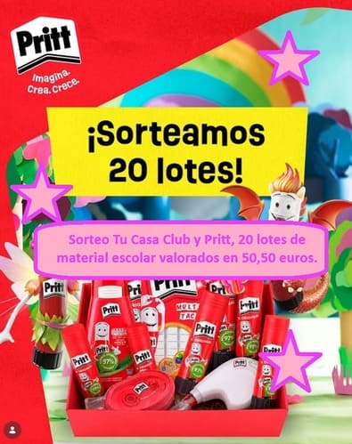 Sorteo Tu Casa Club y Pritt 20 lotes de material escolar valorados en 50,50 euros.