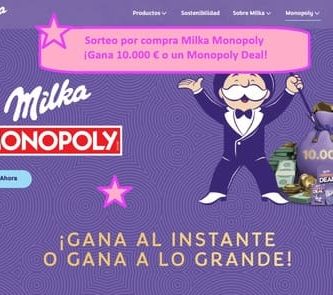 Sorteo por compra Milka Monopoly ¡Gana 10.000 € o un Monopoly Deal!