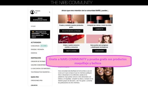 Únete a NARS COMMUNITY y prueba gratis sus productos maquillaje