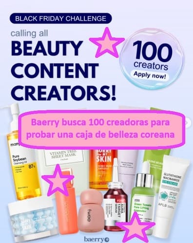 Baerry busca 100 creadoras para probar una caja de belleza coreana