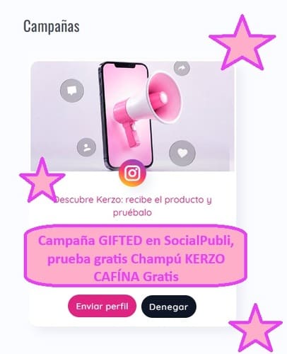 Campaña GIFTED en SocialPubli, prueba gratis Champú KERZO CAFÍNA Gratis