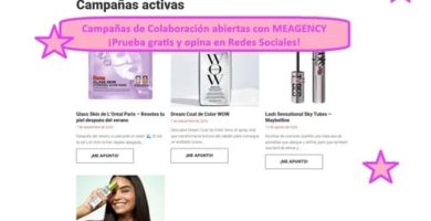 Campañas de Colaboración abiertas con MEAGENCY ¡Prueba gratis y opina!