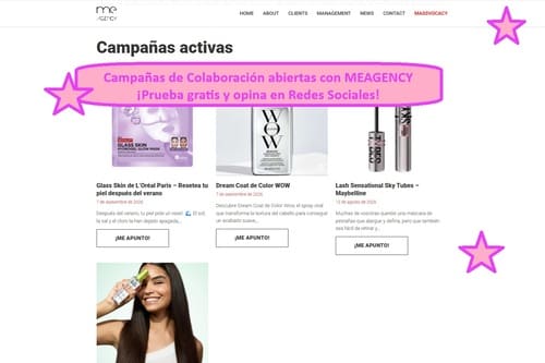 Campañas de Colaboración abiertas con MEAGENCY ¡Prueba gratis y opina!