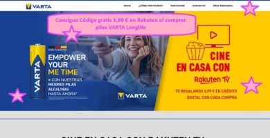 Consigue Código gratis 5,99 € en Rakuten al comprar pilas VARTA Longlife