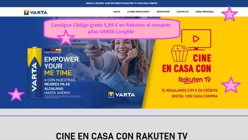 Consigue Código gratis 5,99 € en Rakuten al comprar pilas VARTA Longlife