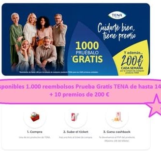 Disponibles 1.000 reembolsos Prueba Gratis TENA de hasta 14 € + 10 premios de 200 €