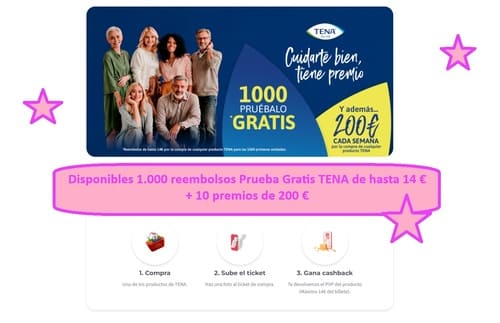 Disponibles 1.000 reembolsos Prueba Gratis TENA de hasta 14 € + 10 premios de 200 €