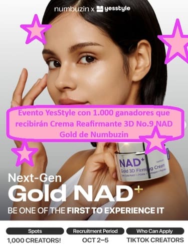 Evento YesStyle con 1.000 ganadores que recibirán Crema Reafirmante 3D No.9 NAD Gold de Numbuzin