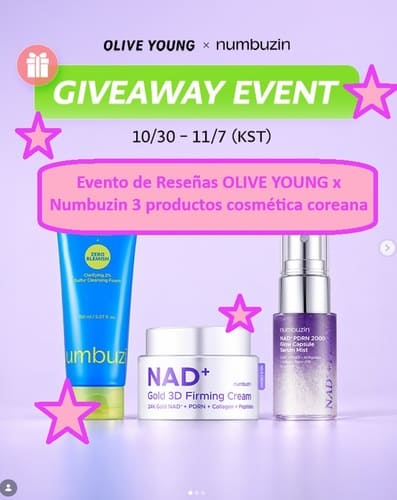 Evento de Reseñas OLIVE YOUNG x Numbuzin 3 productos cosmética coreana