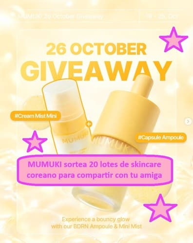 MUMUKI sortea 20 lotes de skincare coreano para compartir con tu amiga