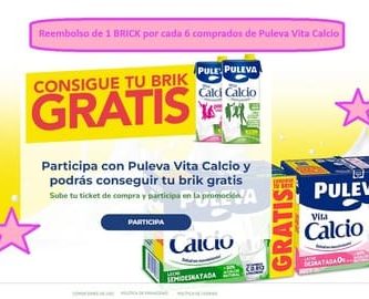 Reembolso de 1 BRICK por cada 6 comprados de Puleva Vita Calcio
