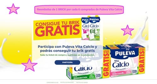 Reembolso de 1 BRICK por cada 6 comprados de Puleva Vita Calcio