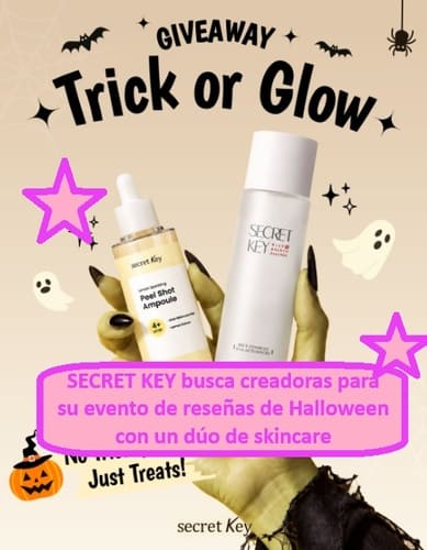 SECRET KEY busca creadoras para su evento de reseñas de Halloween con un dúo de skincare