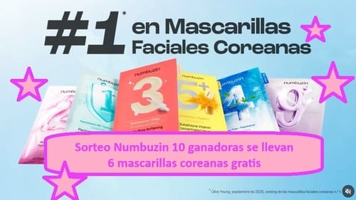 Sorteo Numbuzin 10 ganadoras se llevan 6 mascarillas coreanas gratis