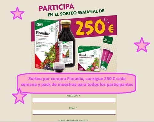 Sorteo por compra Floradix, consigue 250 € cada semana
