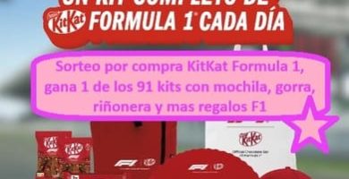 Sorteo por compra KitKat Formula 1, gana 1 de los 91 kits con mochila, gorra, ri&ntilde;onera y mas regalos F1