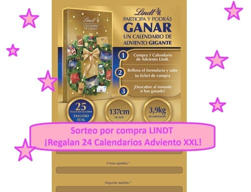Sorteo por compra LINDT ¡Regalan 24 Calendarios Adviento XXL!
