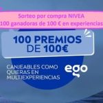 Sorteo por compra NIVEA ¡100 ganadoras de 100 € en experiencias!