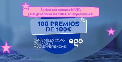 Sorteo por compra NIVEA ¡100 ganadoras de 100 € en experiencias!