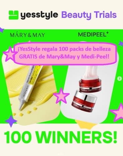 ¡YesStyle regala 100 packs de belleza GRATIS de Mary&May y Medi-Peel!